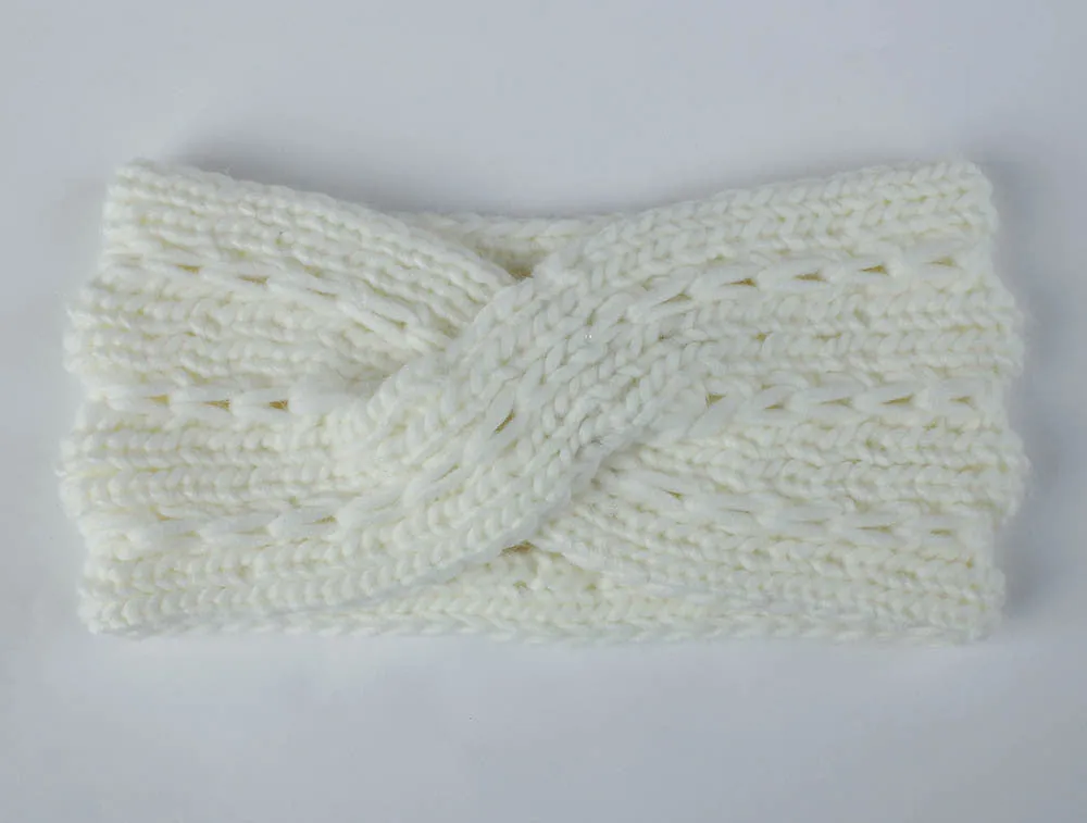 Acrylic Thick Wool Knitted Headband Diagonally Crossed Hair Accessories For Women