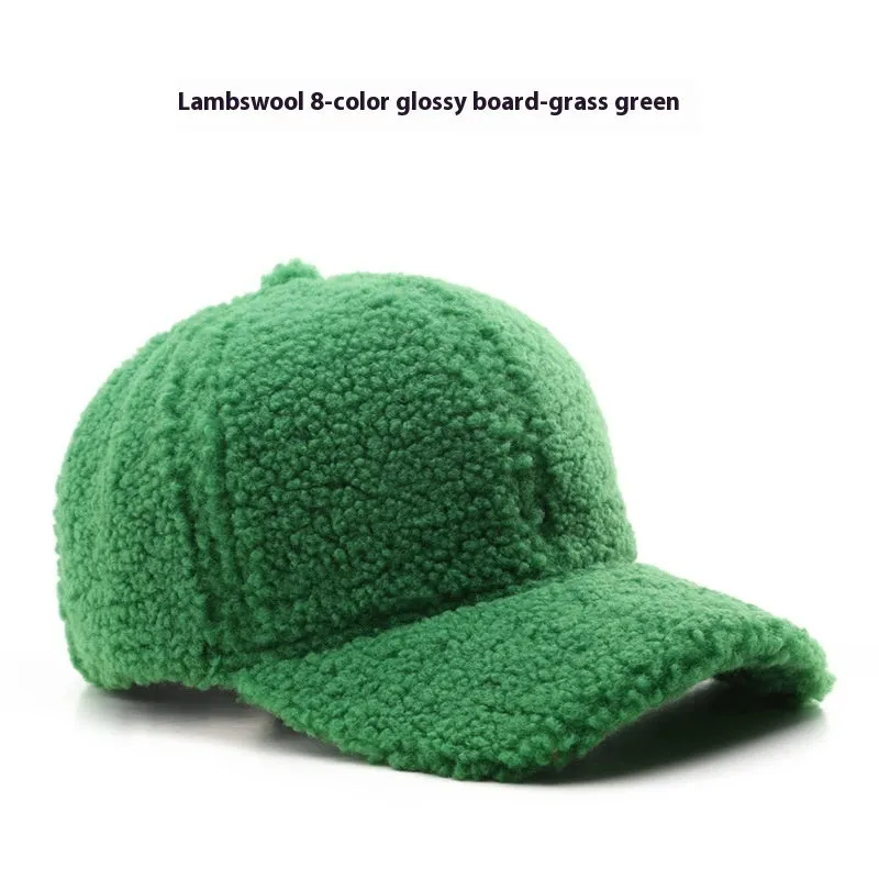 Baseball Cap Fashion Retro Solid Color Lamb Wool Curved Brim