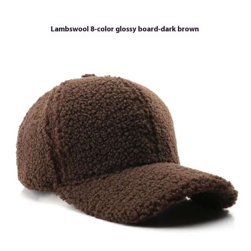 Baseball Cap Fashion Retro Solid Color Lamb Wool Curved Brim