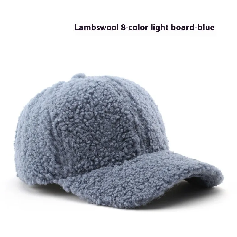 Baseball Cap Fashion Retro Solid Color Lamb Wool Curved Brim