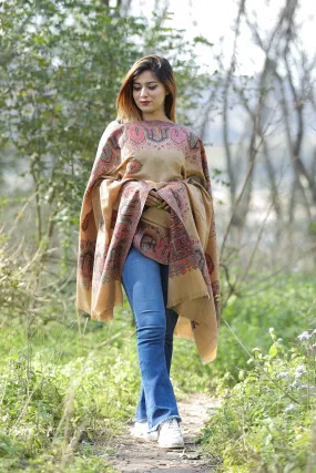 Beautiful Pale Beige Colour Shawl With Flower Pattern Style Bold And Dense Border Gives Rich And beautiful Look.