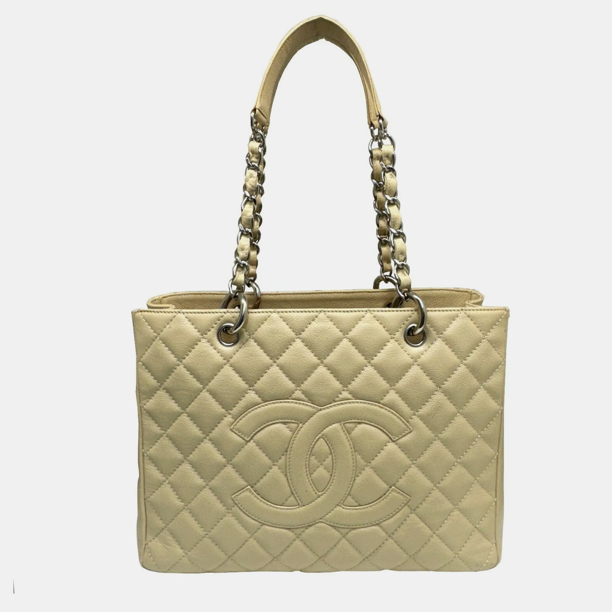 Beige Caviar Leather Totes