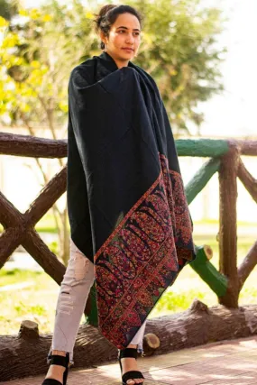 Black  Colour Kani Shawl With Kani Style Bold And Dense Border Gives Rich And beautiful Look.