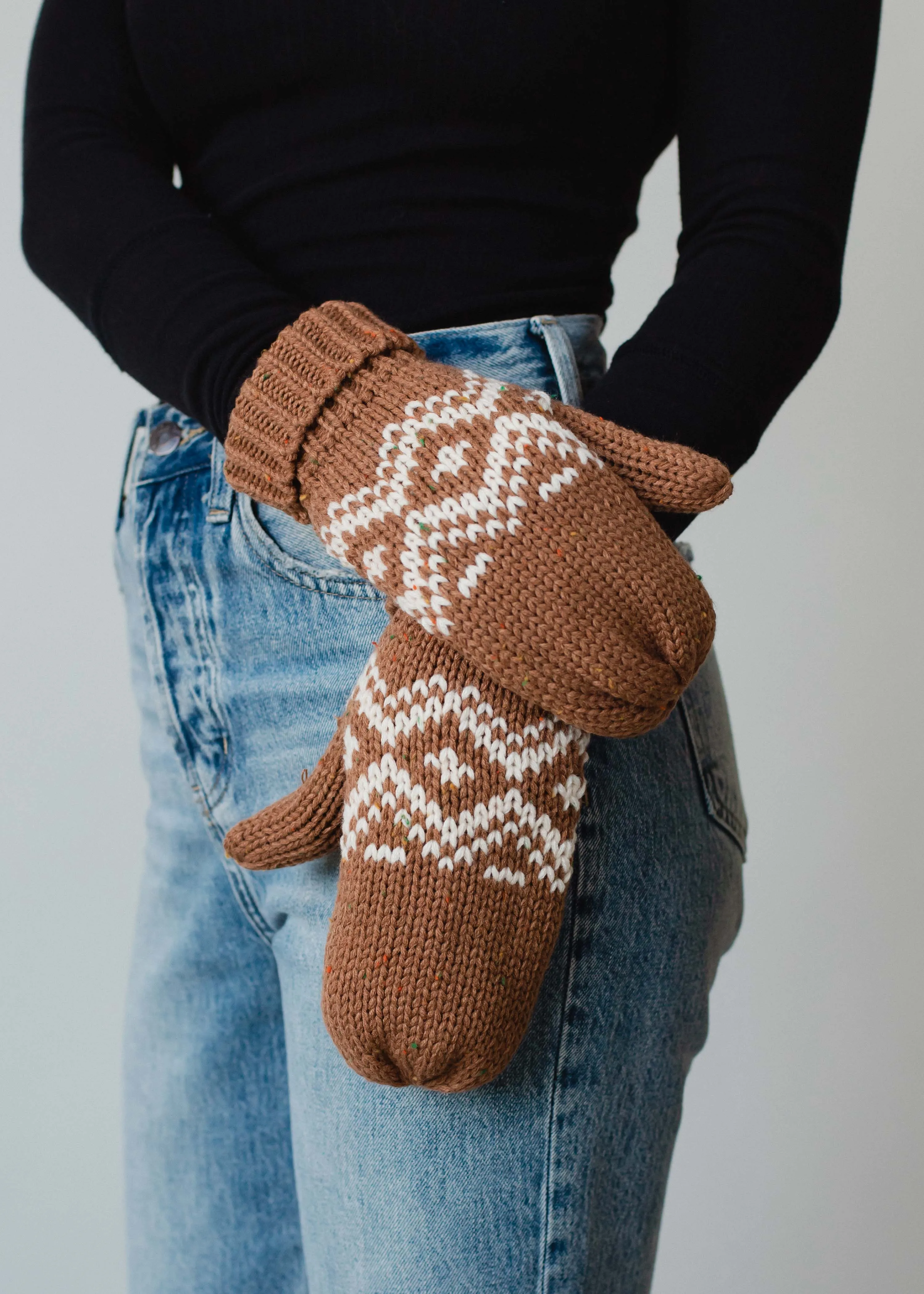 Brown & Speckled Patterned Mittens