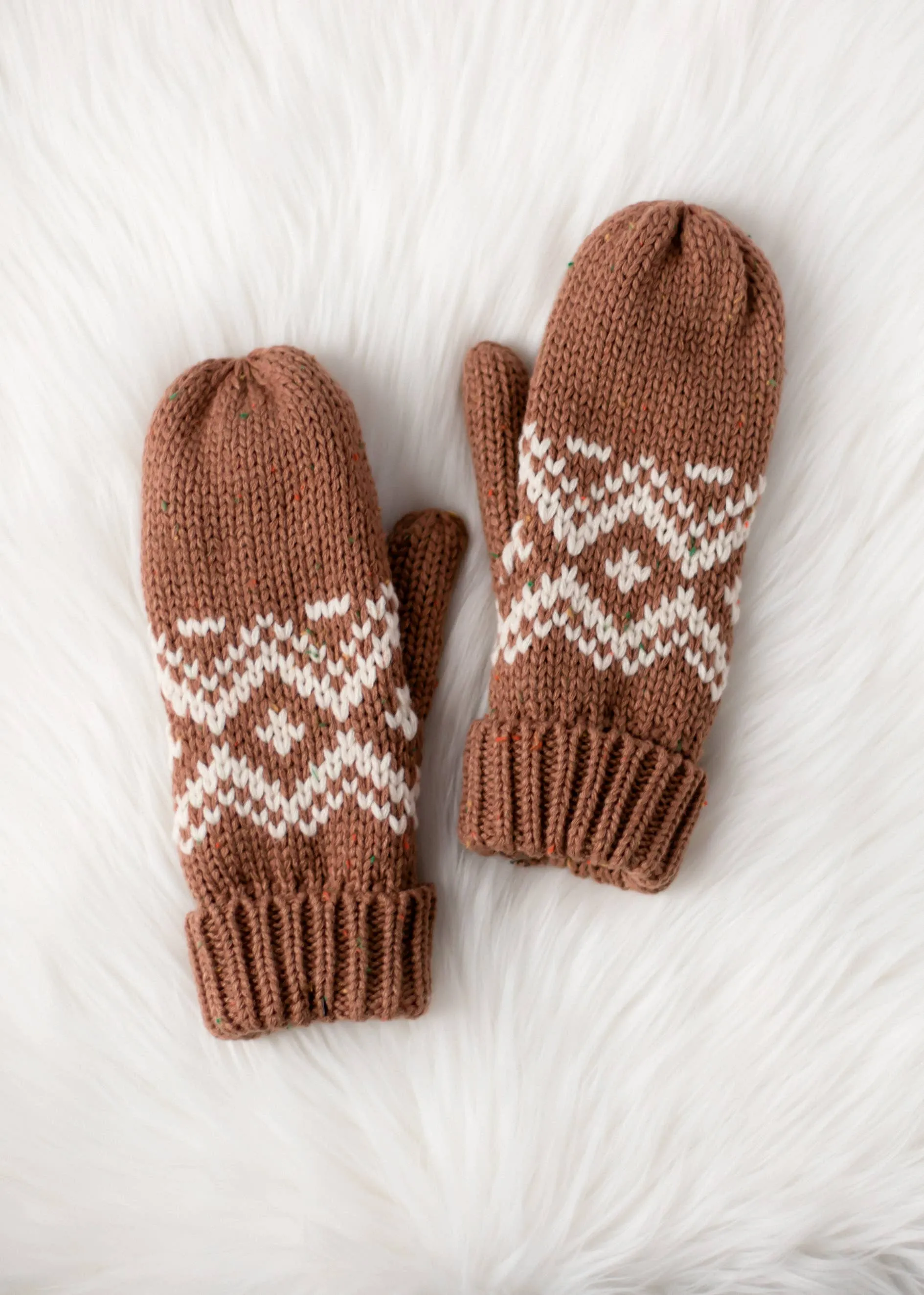 Brown & Speckled Patterned Mittens