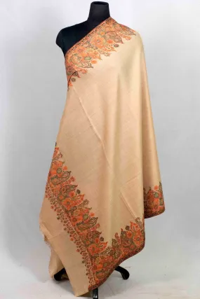 Brown Shawl With Flower Paisley Style Bold And Dense Border Gives Rich And beautiful Look.