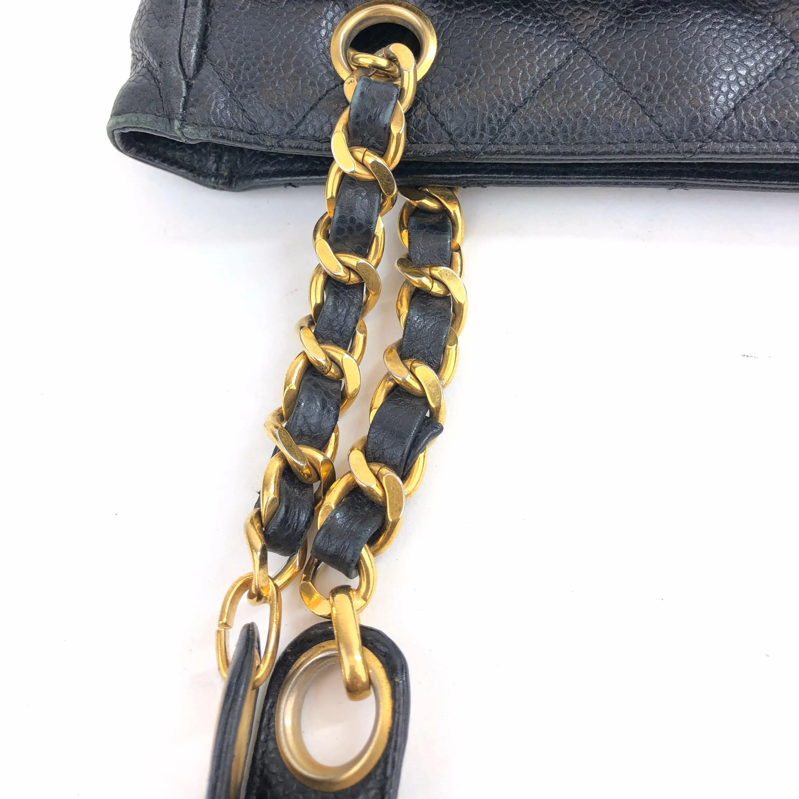 Chanel Matelasse Caviarskin Chain Tote Bag Black Gold Metal Fittings 2587097 PXL2361