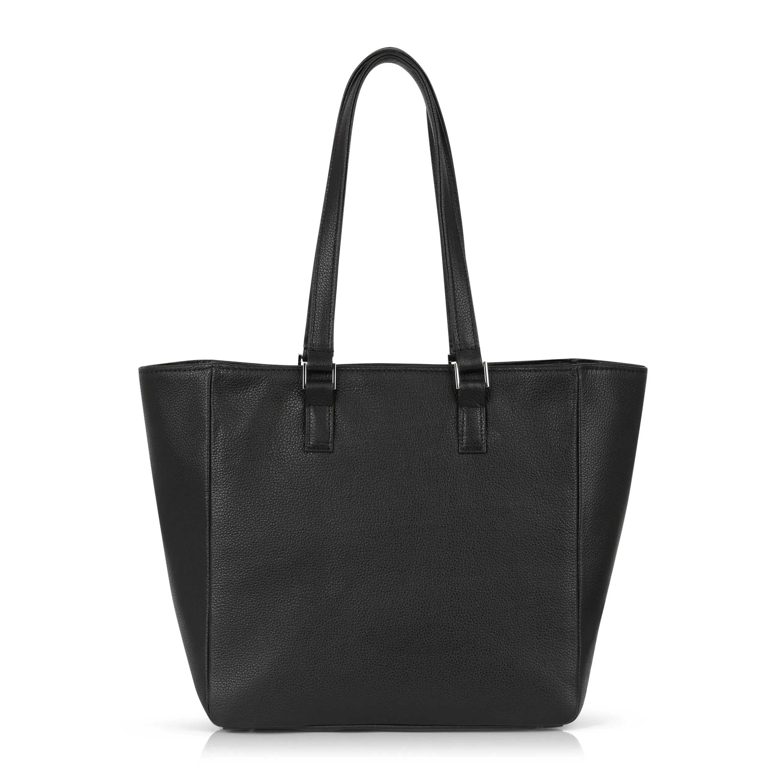 Classic Tote - Black Pebble with Front Pocket