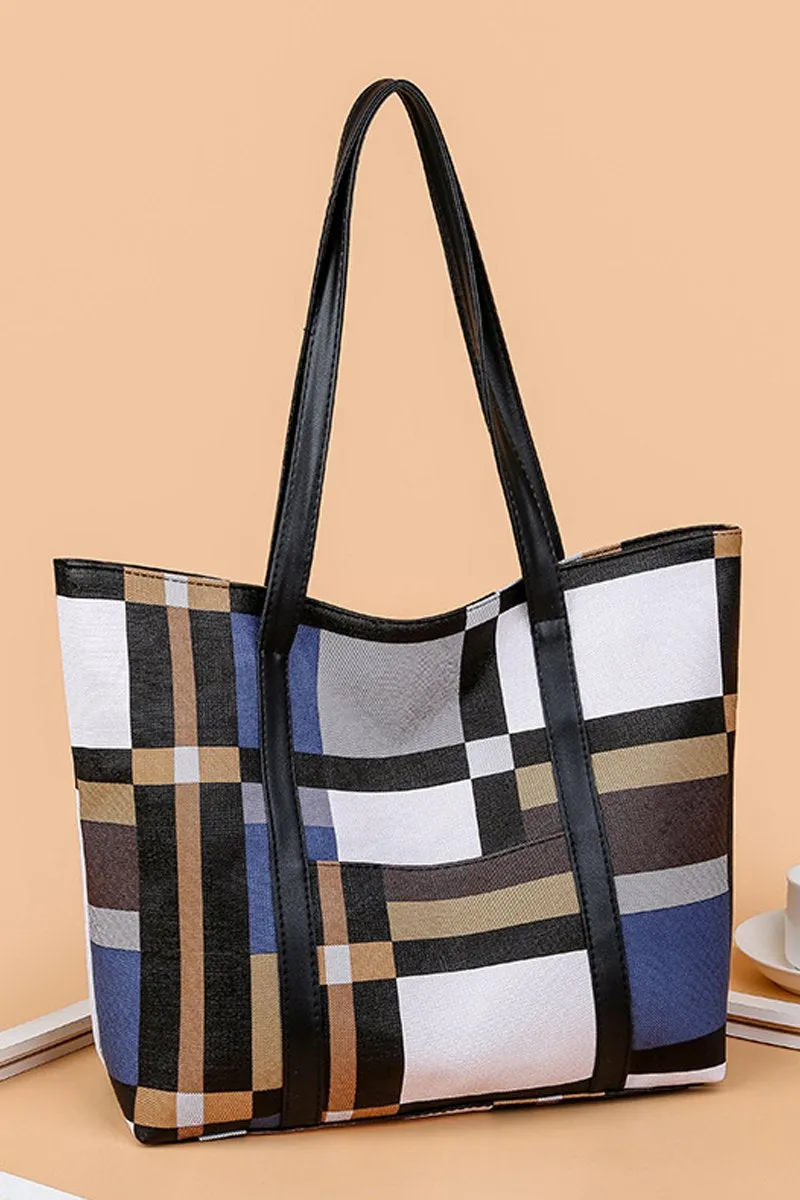 CROSS BORDER TRENDY PLAID TOTE BAG