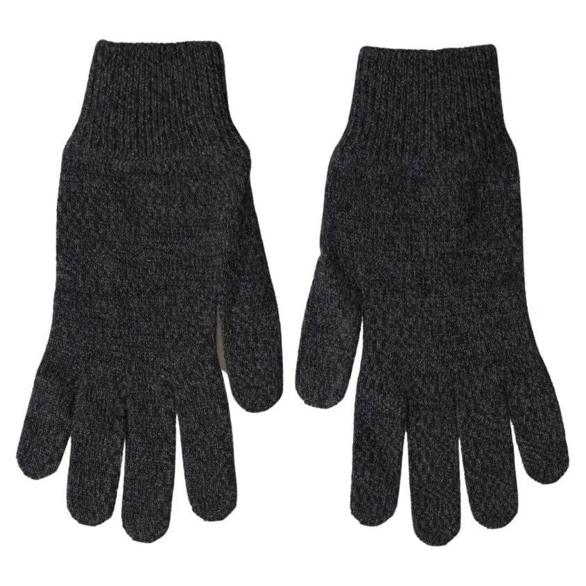 Dolce & Gabbana Elegant Virgin Wool Winter Gloves in Gray