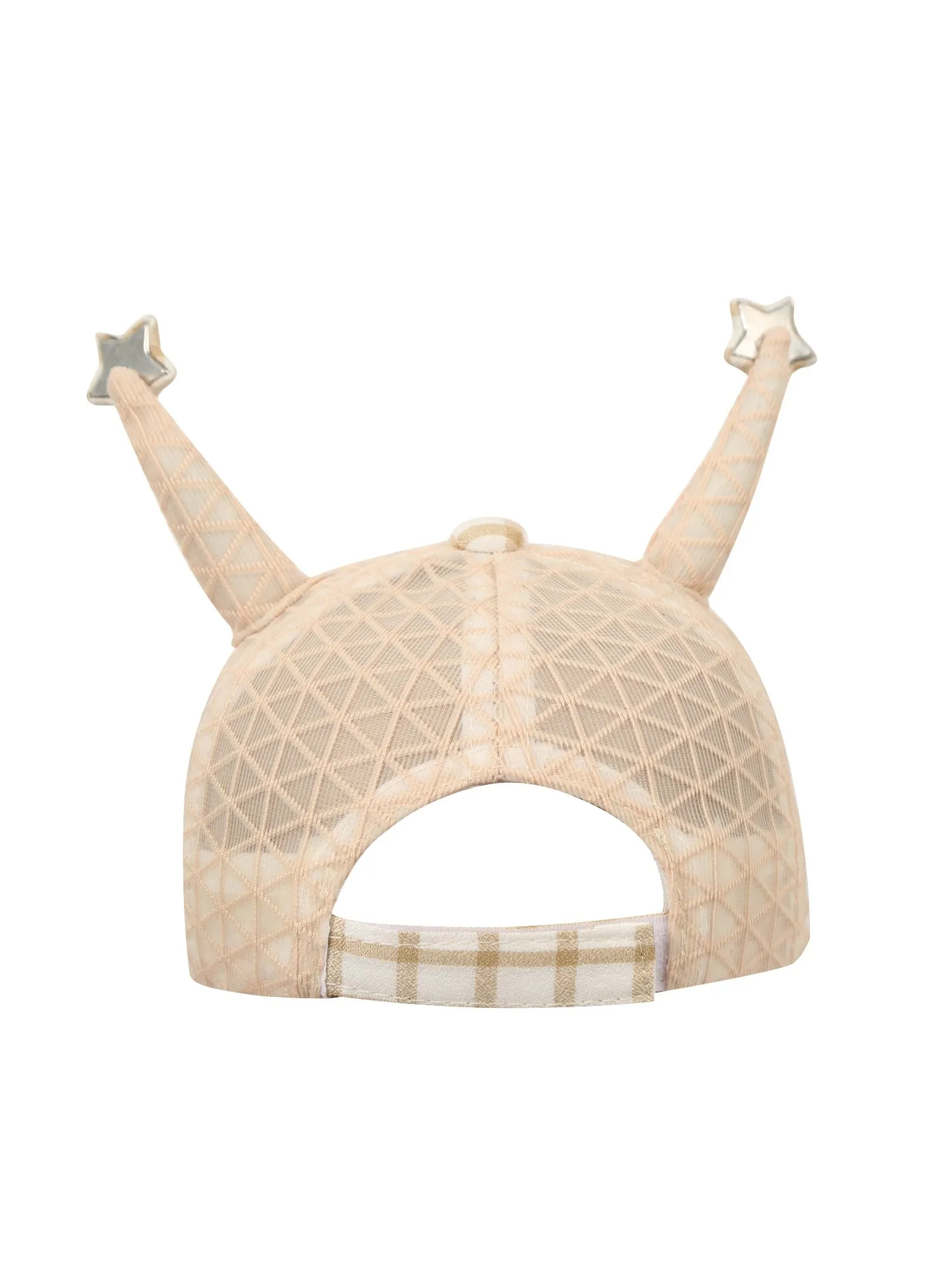 FabSeasons Self-Checkered Brown Caps/Hats for Boys & Girls (1-3 Years) with Antler, Velcro Adjustment