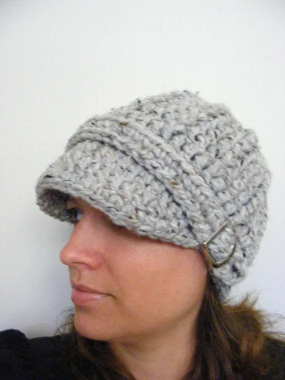 Gray marble buckle beanie winter hat