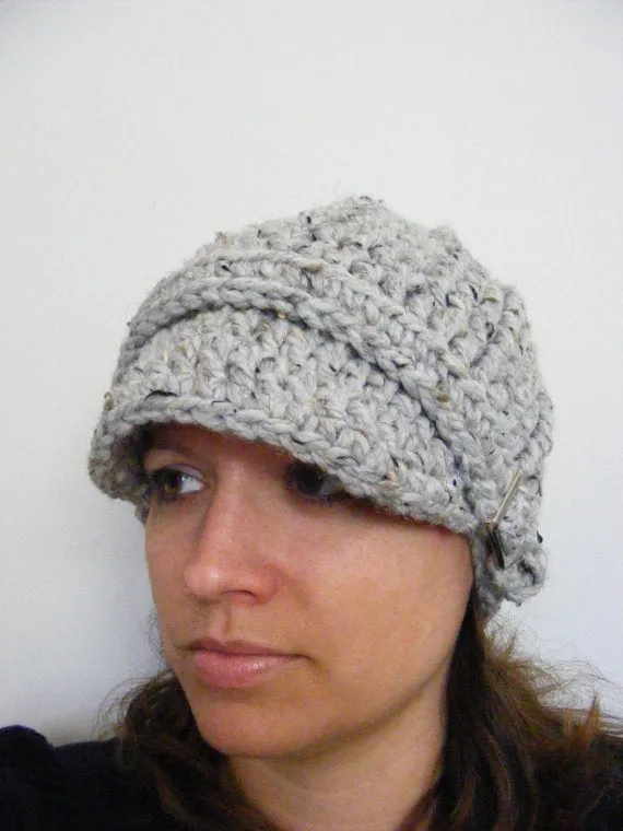 Gray marble buckle beanie winter hat