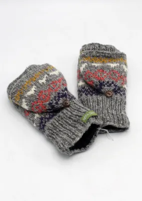 Handknited Brownish Multicolor Sherpa Mittens