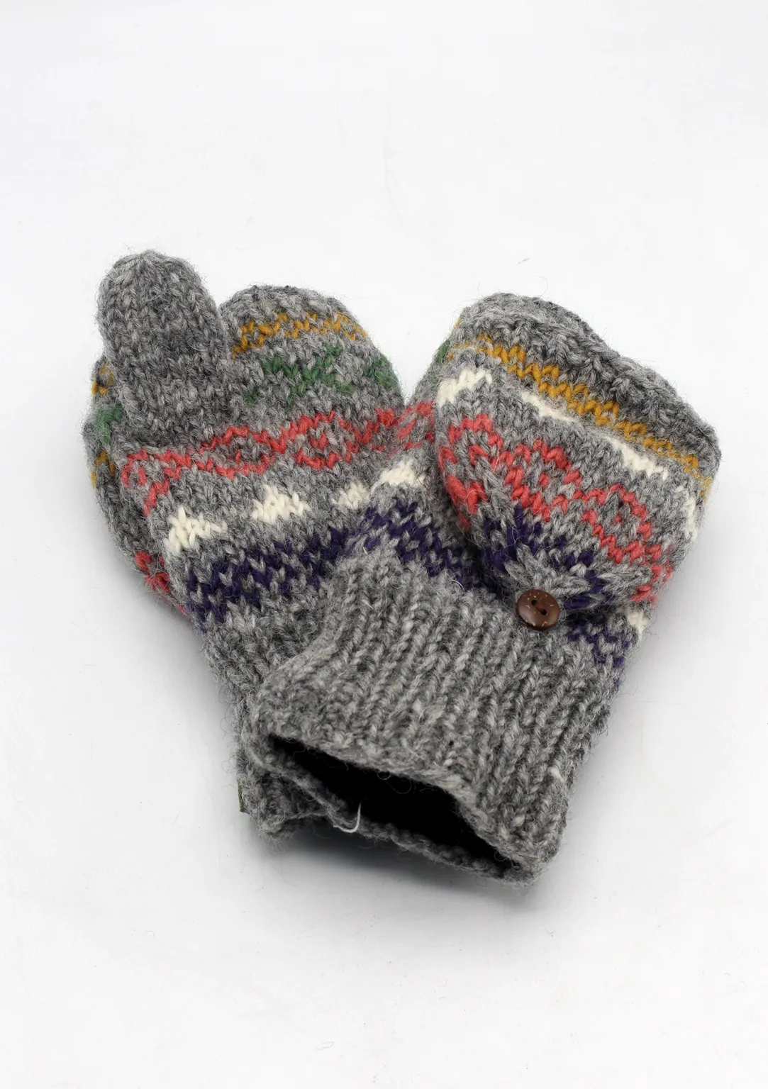 Handknited Brownish Multicolor Sherpa Mittens