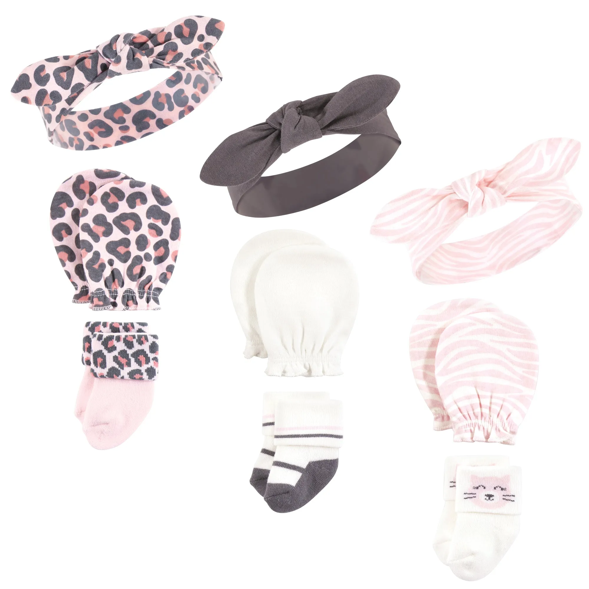 Hudson Baby Caps, Mittens and Socks Set, Leopard