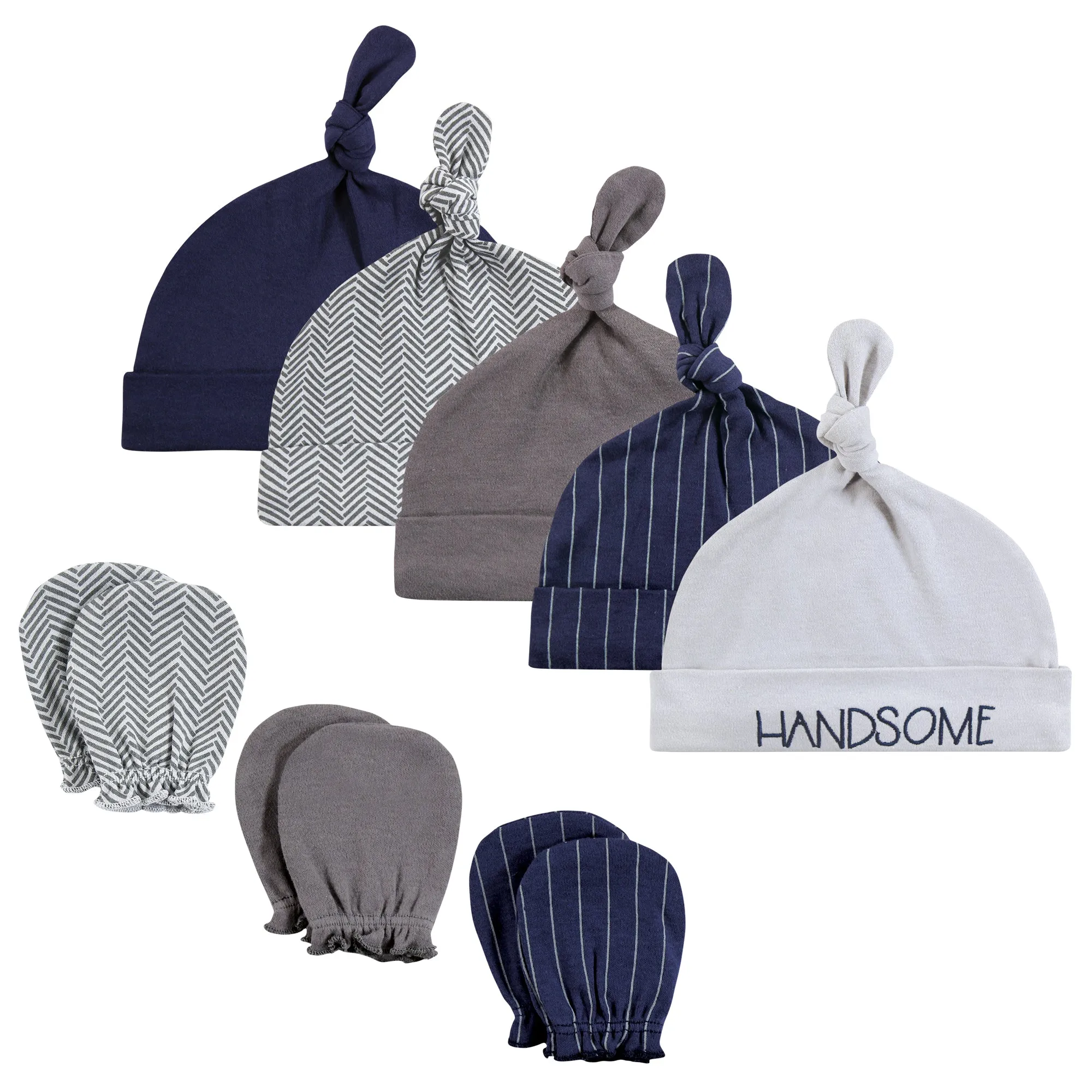 Hudson Baby Cotton Cap and Scratch Mitten Set, Handsome