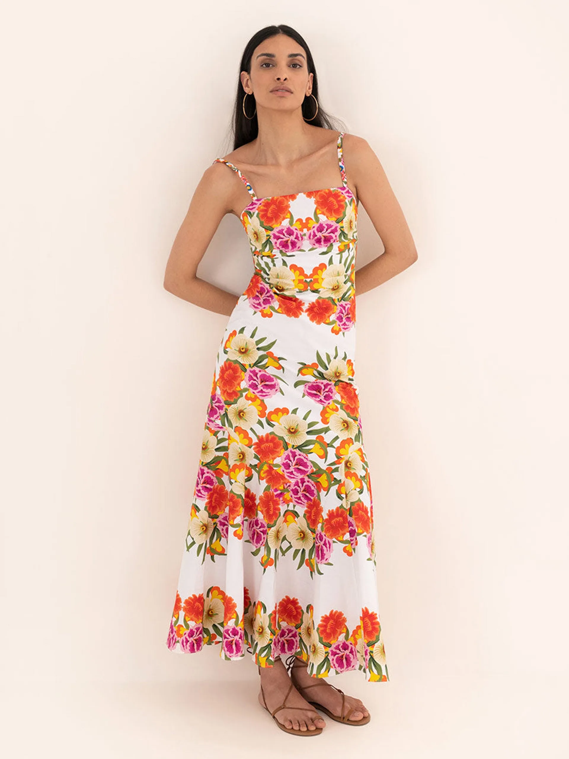 Jalisa cotton maxi dress in Vila Floral white