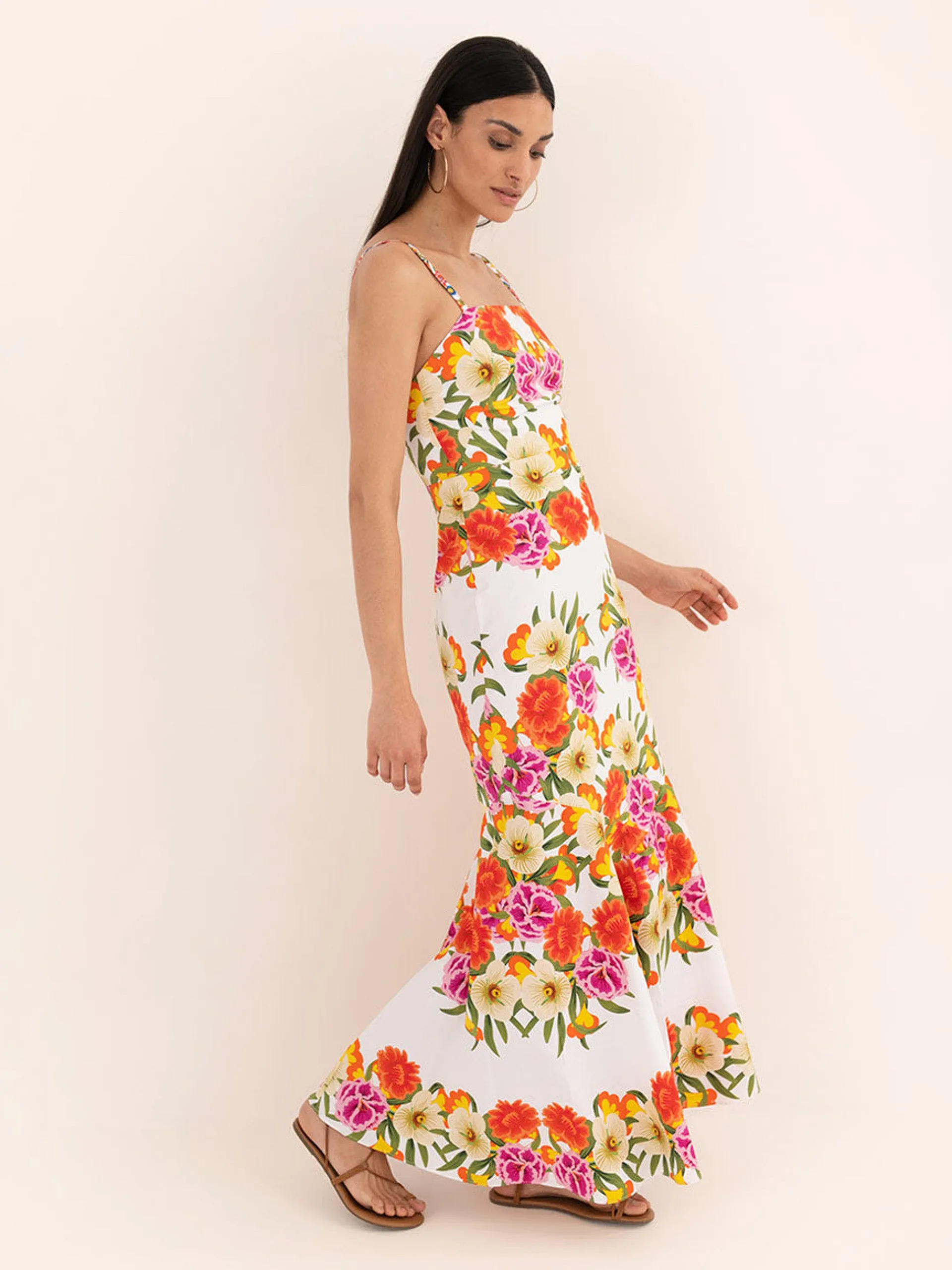 Jalisa cotton maxi dress in Vila Floral white