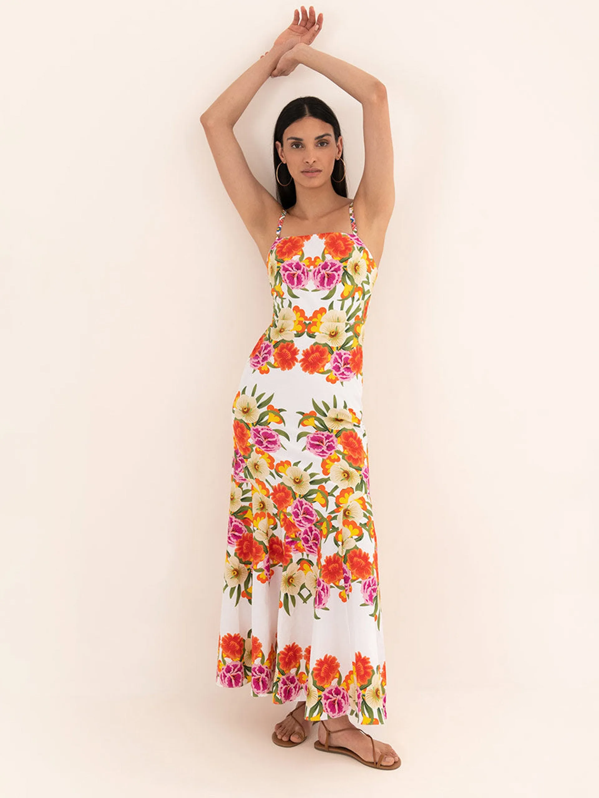 Jalisa cotton maxi dress in Vila Floral white