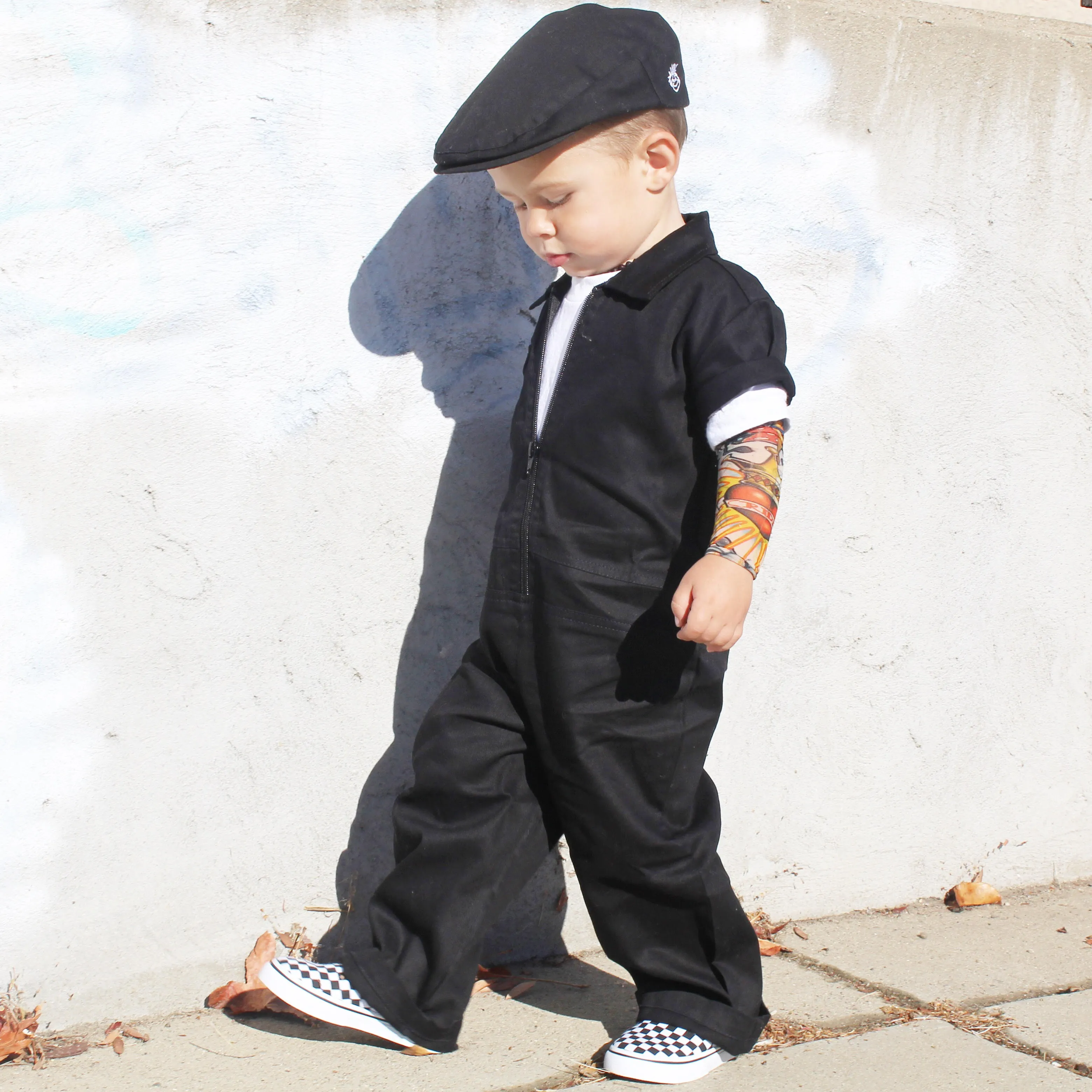 Knuckleheads Black Scally Flat Cap For Children