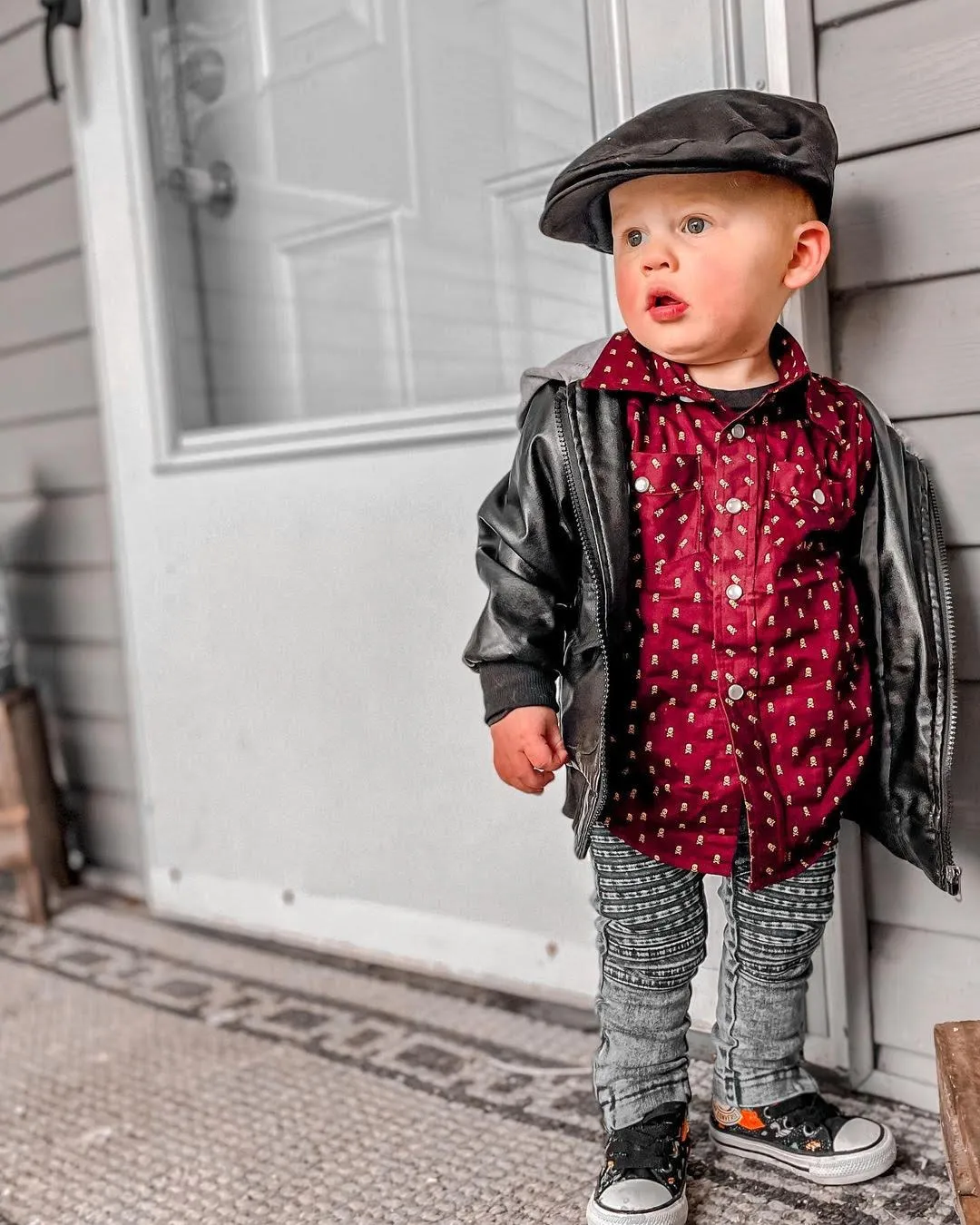 Knuckleheads Black Scally Flat Cap For Children