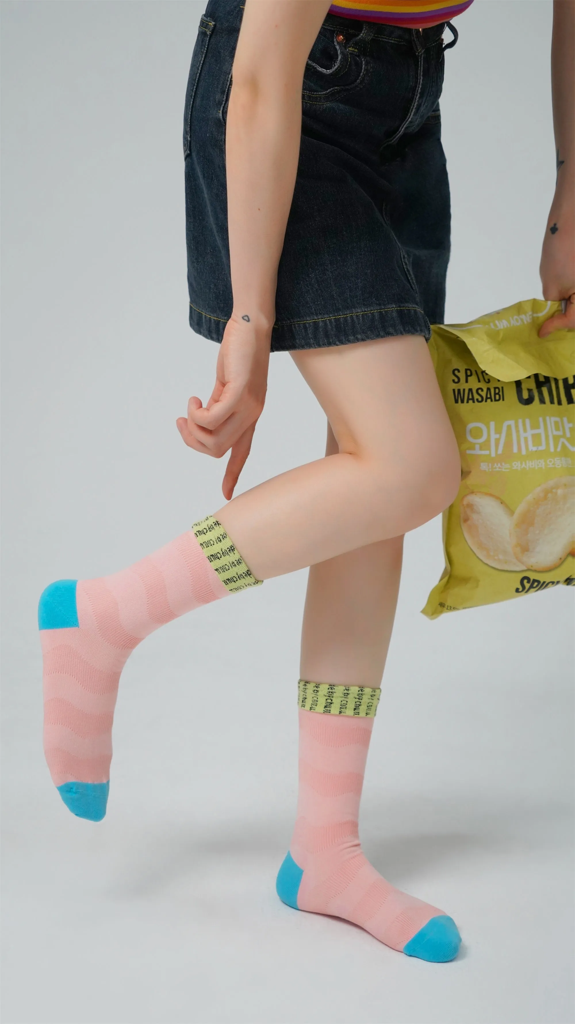 Logo Colorful Macaron High Socks