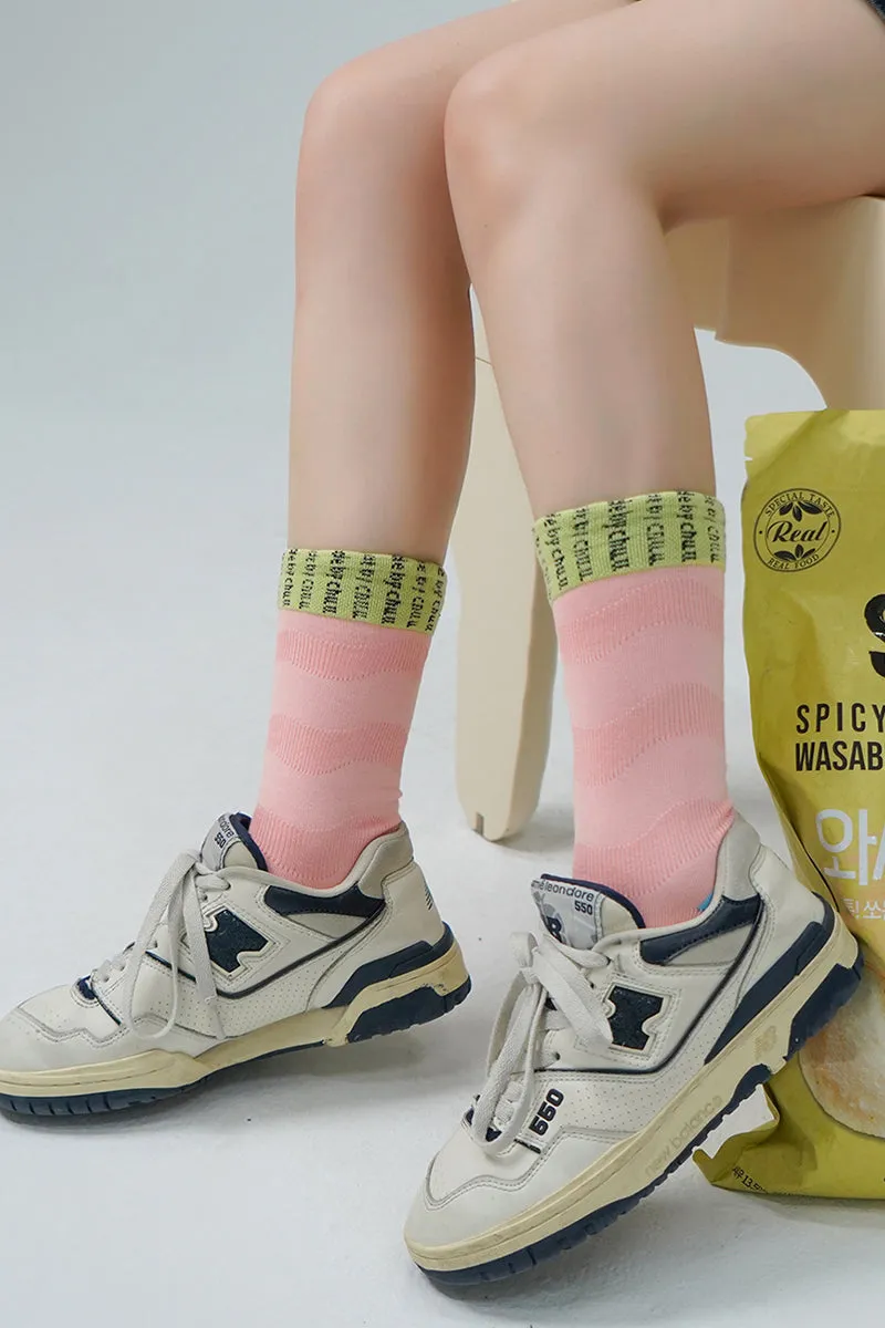 Logo Colorful Macaron High Socks