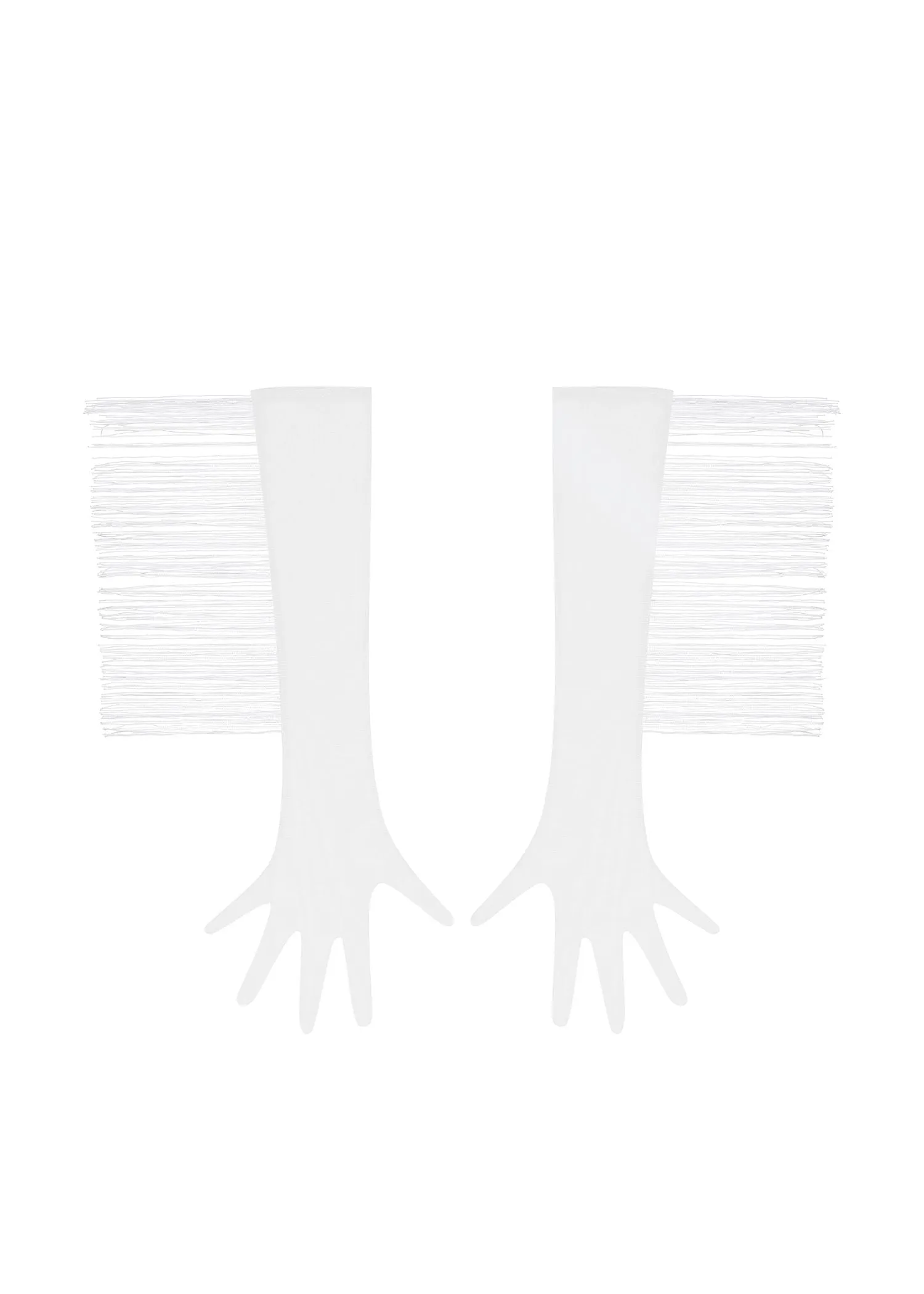 Long Mesh Gloves With Fringe (White)