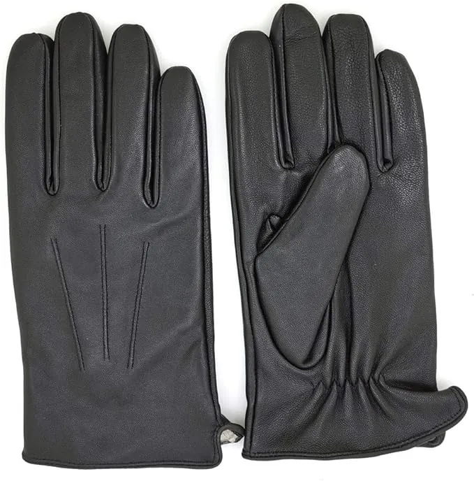 Luxury Mens Leather Gloves Cashmere Lined-Soft Comfortable Lambskin Touchsreen