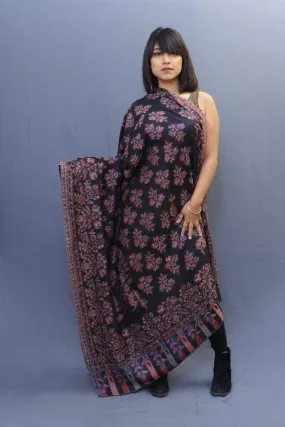 Magical Black Colour Kani Shawl With All Over Bold And Dense Motifs Gives Rich And beautiful Look.