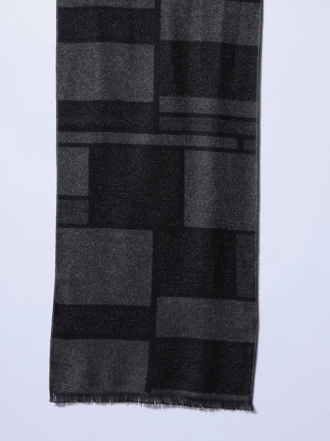 Masculine Checkered Grey and Black Muffler: Stylish Essential