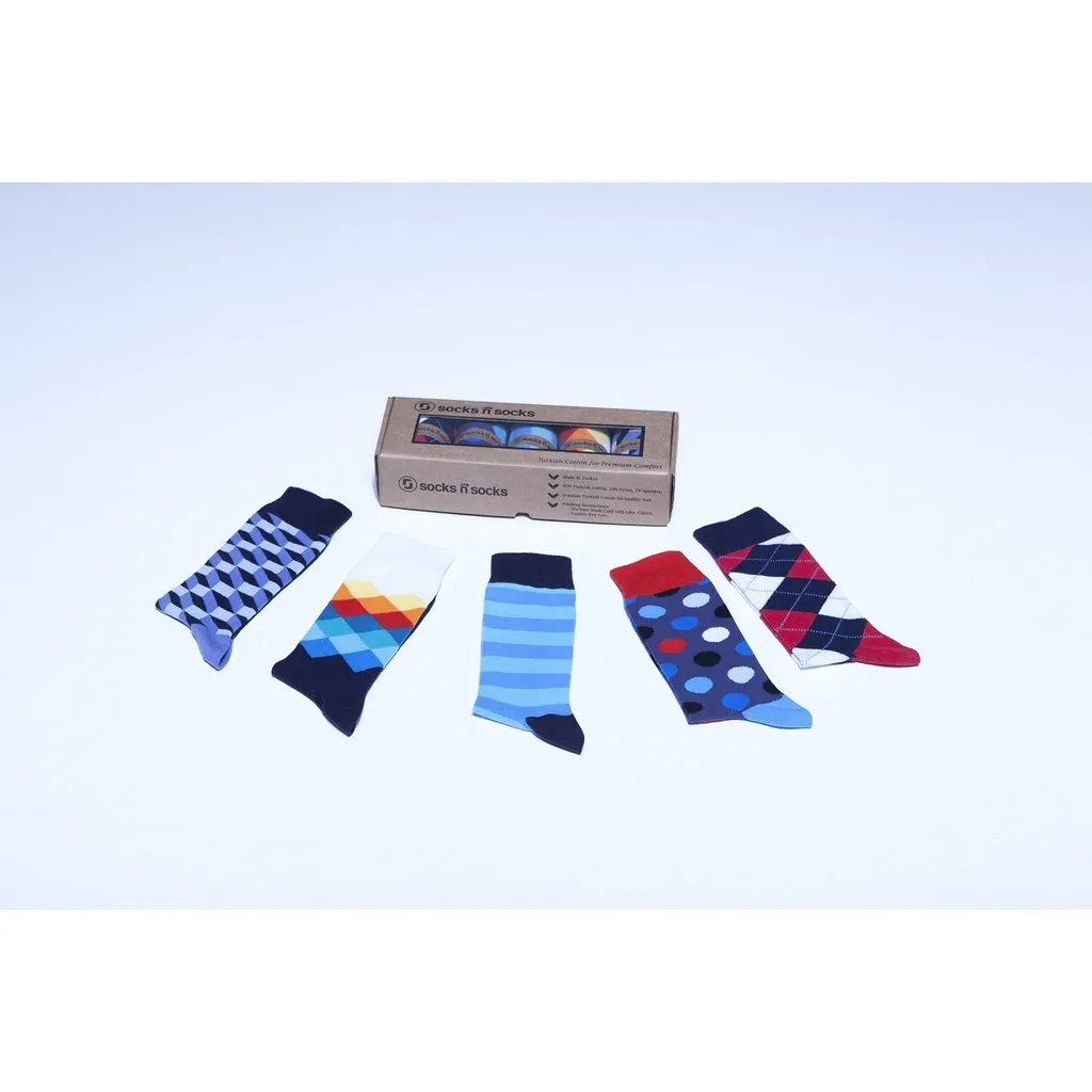 Men's 5-Pair Colorful Mix Socks-3026