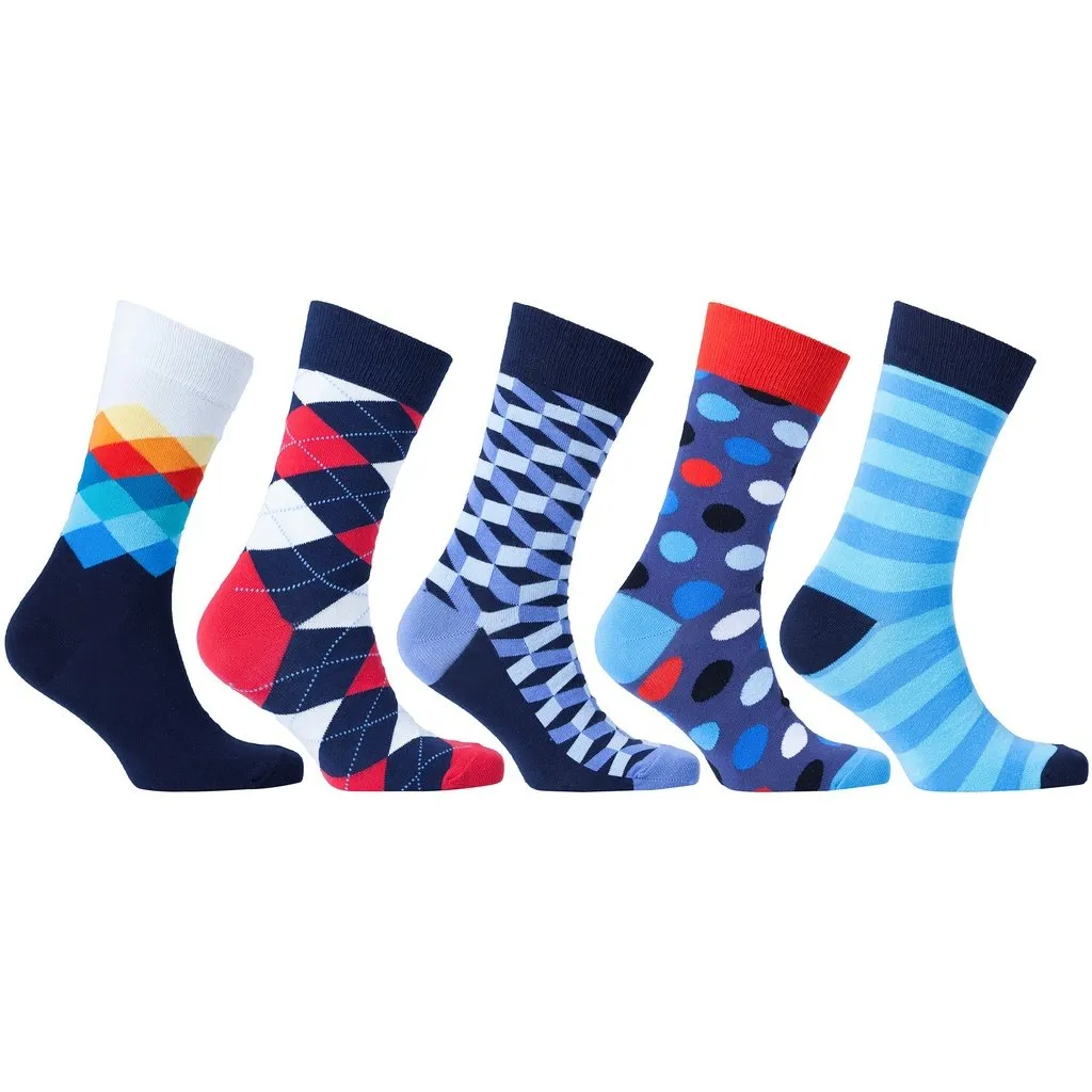 Men's 5-Pair Colorful Mix Socks-3026