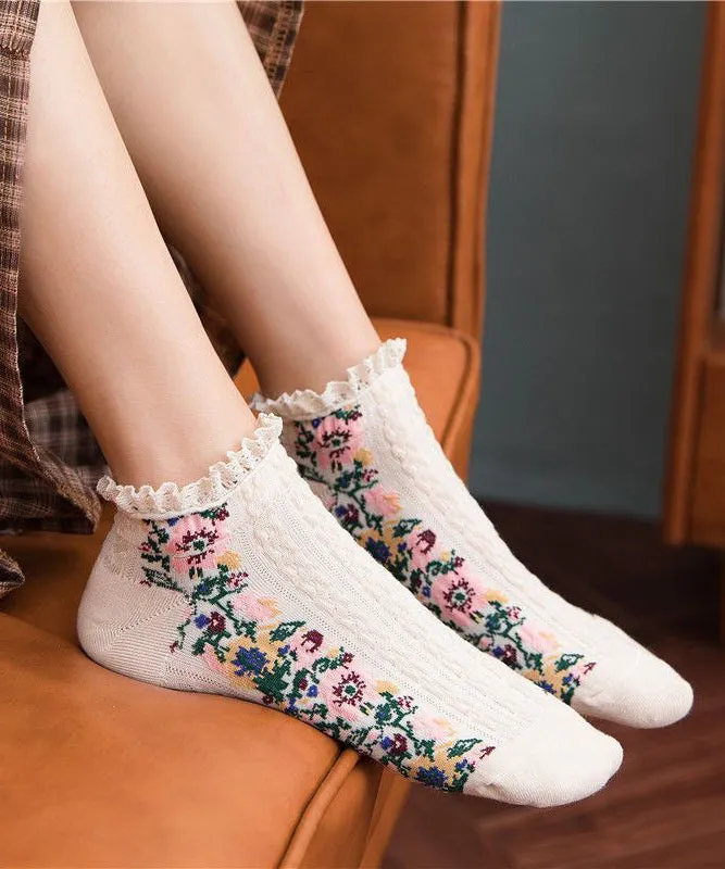 Modern Jacquard Lace Patchwork Cotton Ankle Socks