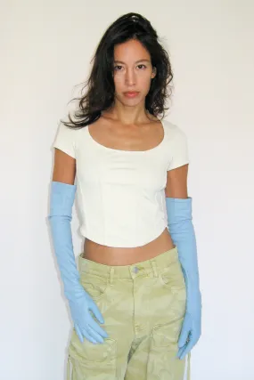 Moonlight Gloves in Distressed Cyan Lambskin