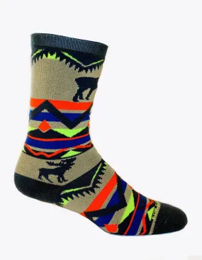 Moose Ridge Blanket (Khaki) Unisex Crew Socks