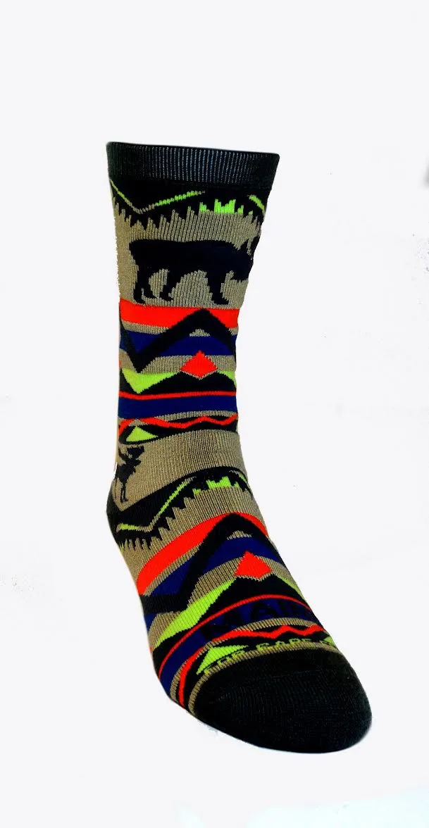 Moose Ridge Blanket (Khaki) Unisex Crew Socks