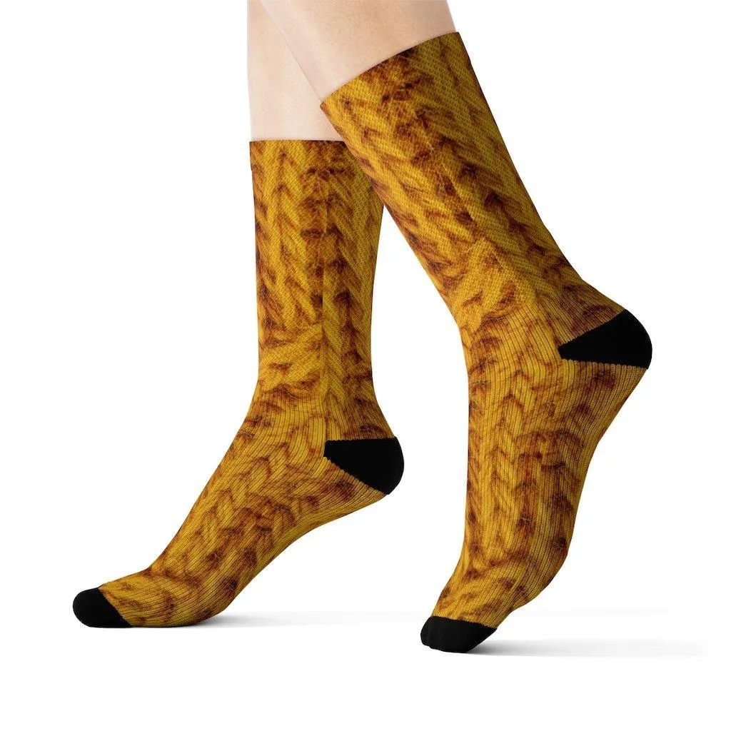 Mustard Print Wool Fun Novelty Socks