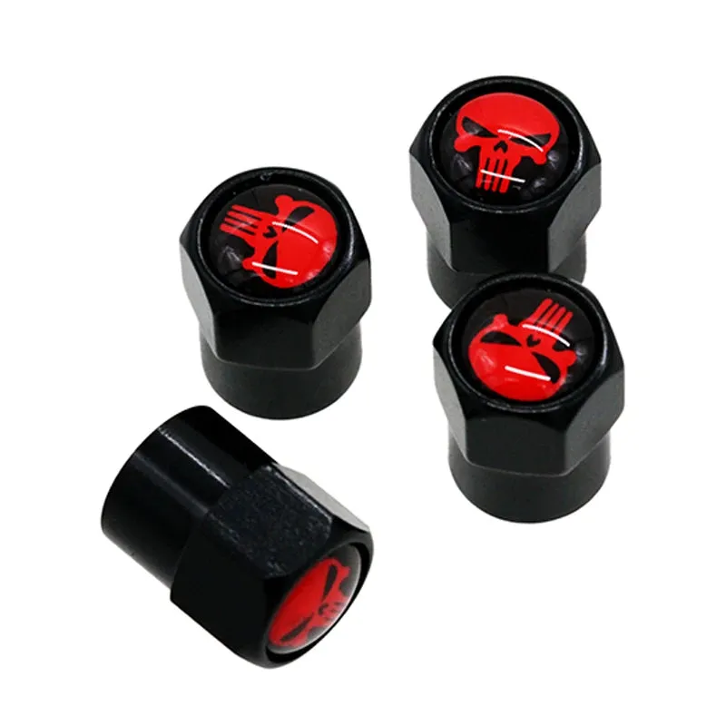 Punisher White or Red Skull Valve Caps