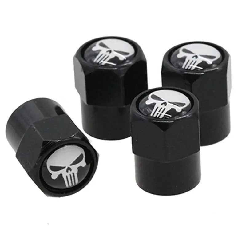 Punisher White or Red Skull Valve Caps