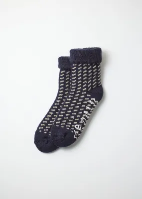 RoToTo R1375 Comfy Room Socks Birds Eye - Navy