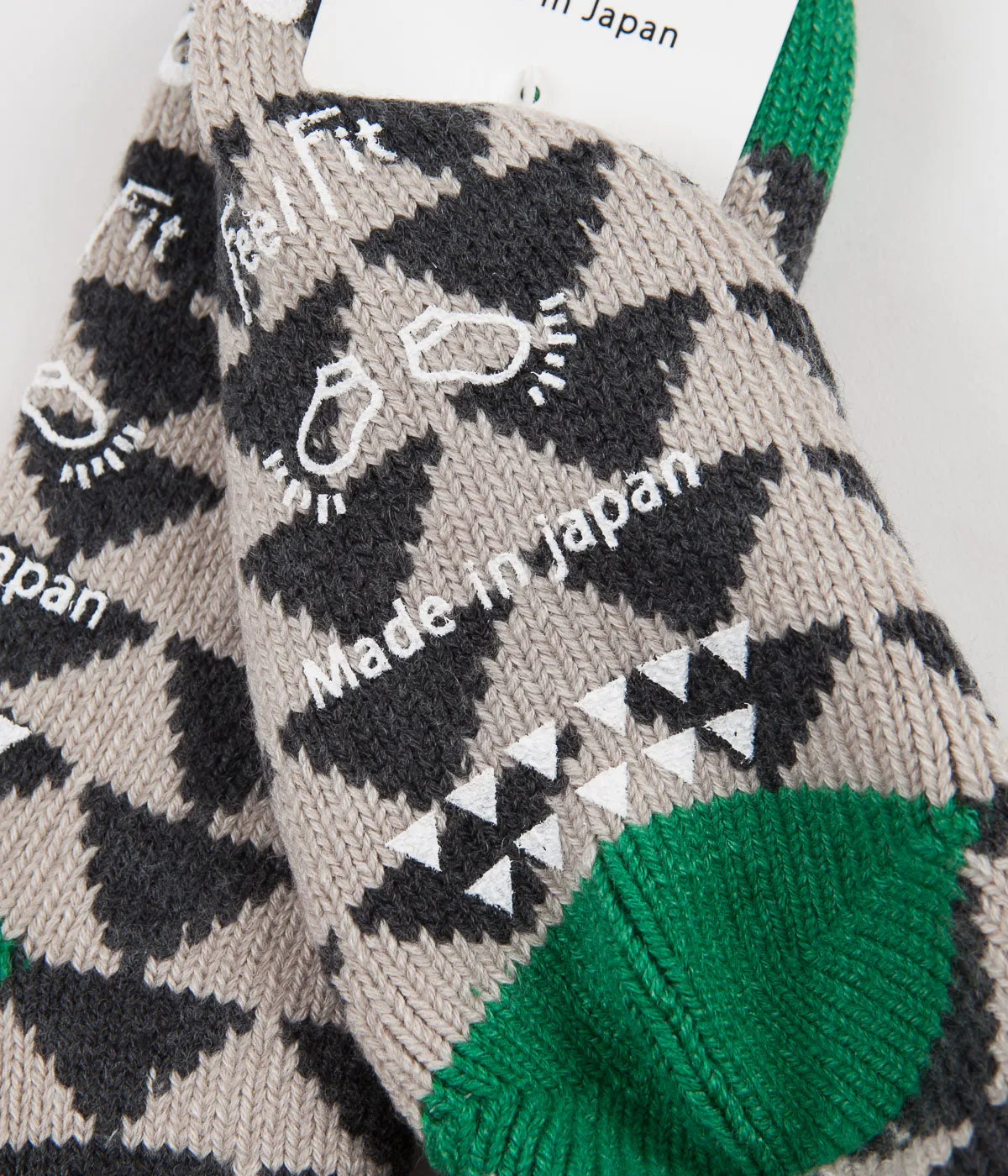 RoToTo Sankaku Comfy Room Socks - Charcoal / Green