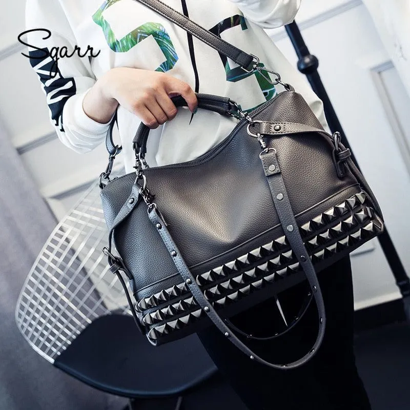 SGARR LUXURY Eco Leather Women Handbags Metal Rivets