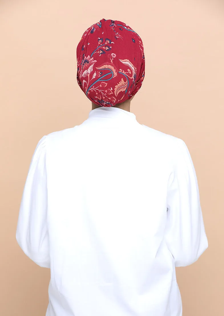 Shiraz Red- Cap Shawl- Mosaic Chiffon