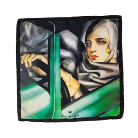 Tamara de Lempicka Tamara in Green Bugatti Silk Pocket Square