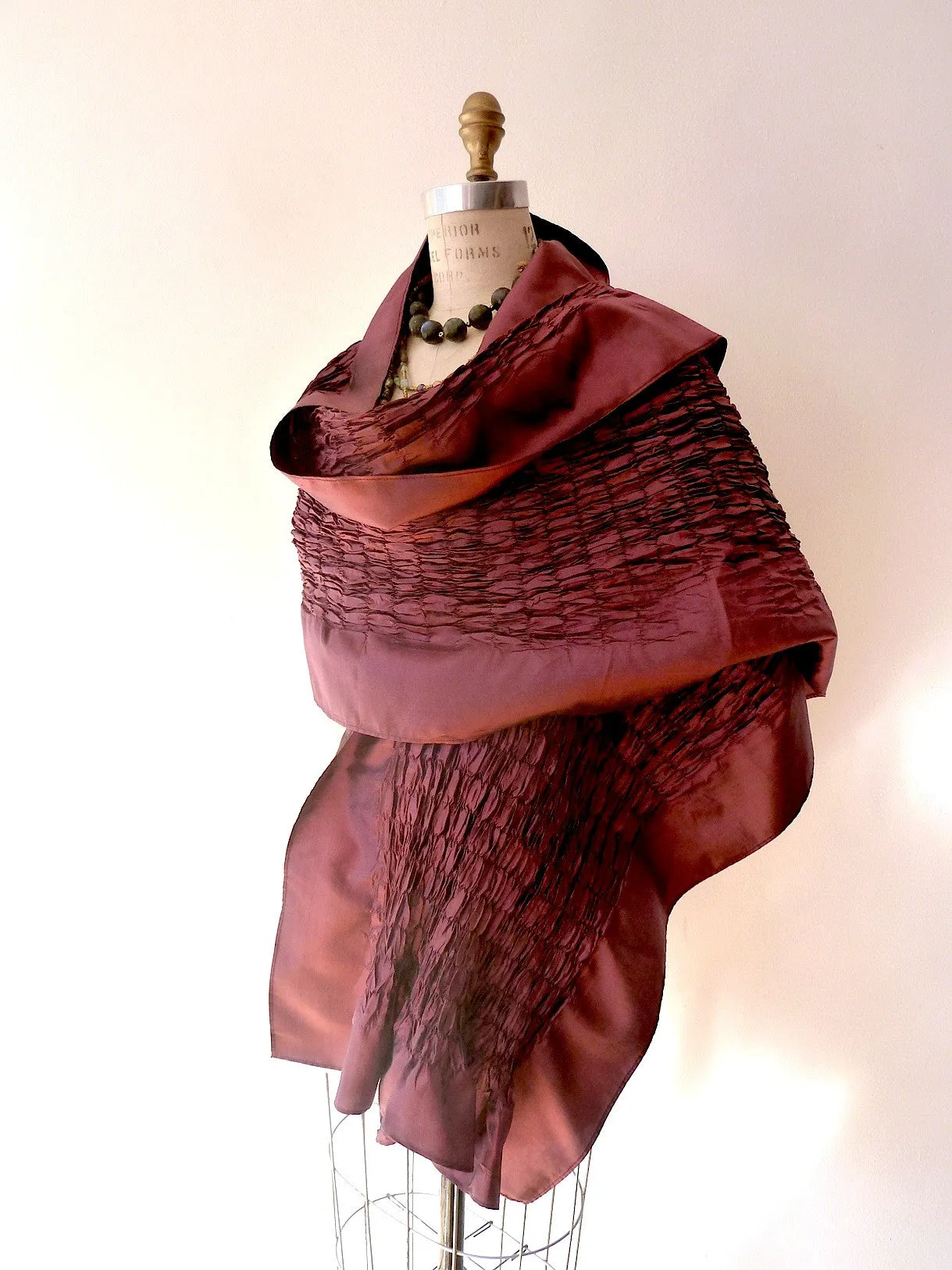 Thai Silk Taffeta Opera Shawl Eggplant