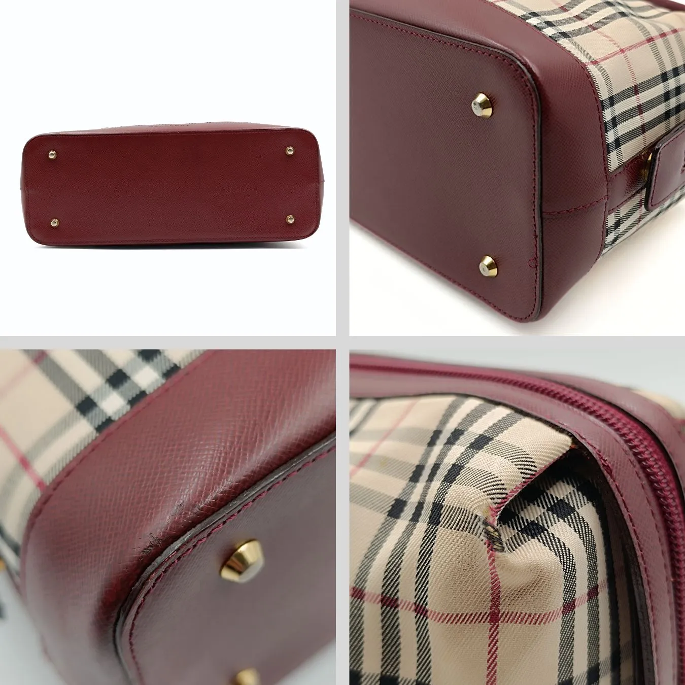 Trendy Inspired Burberry Burberry Burberry Shoulder Bag In Burgundy Check Canvas And Leather