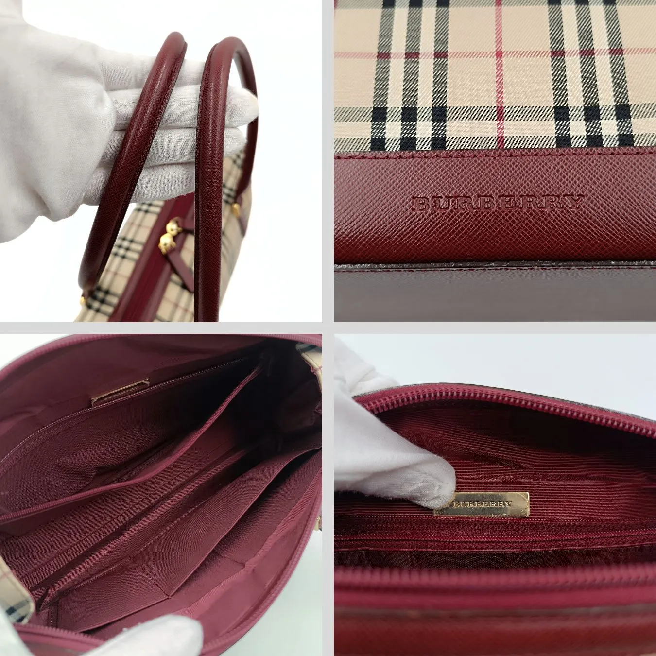 Trendy Inspired Burberry Burberry Burberry Shoulder Bag In Burgundy Check Canvas And Leather