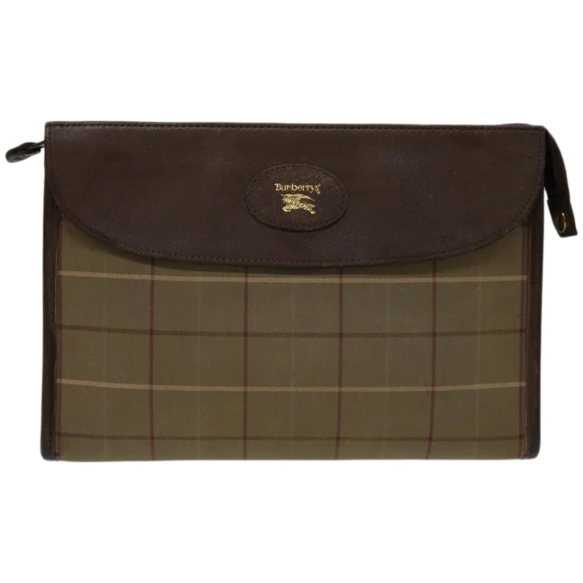 Trendy Inspired Burberryss Nova Check Clutch Bag Canvas Brown Auth Bs12054